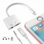 Keendex Lightning 2 in 1 3.5mm Earphone Audio & Charger Splitter, White - KX 2473