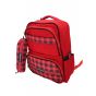 Gharibo Bags School Backpack With Pencil Case For Girls, Cross Lines Pattern - Red