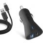 SBS Car Charger Kit, 2 Ports, 2100mAh - Black