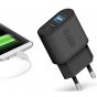 SBS Fast Travel Charger, 2 Ports, 2100mAh - Black