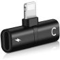 2-in-1 Lightning Splitter Adapter for iPhone X/Xs/7/8/7 plus/8 plus, Double lightning ports for dual Lightning Headphone Audio and Charge Adapter