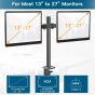 Huanuoav Dual Arm Holder for 13 to 27 Inch Monitors - Black