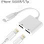iPhone 8/X/7 Adapter Splitter, Raycue Dual Lightning Headphone Audio and Charge Adapter with Music Control and Phone Call for iPhone X 8/8 Plus/7/7 Plus