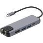 موزع 5 في 1 بمنفذ USB-C، لاجهزة بمنفذ C - رمادي