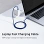 كابل شحن ونقل بيانات USB فئة C باسيوس كريستال شاين سيريز، طوله 1.2 متر، ازرق - CAJY000603