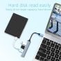 موزع USB وي كاست، 4 في 1، رمادي - T3005A