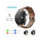 Joyroom Pro Smart Watch, 1.46 Inch, Moonlight Silver Case and Brown Strap - JR-FC2