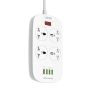 LDINO SC4407 Power Strip, 4 Sockets and 4 USB Ports, 2 Meters - White