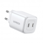 Ugreen Nexode Wall Charger, 45 Watt, 2 USB-C Ports, White - CD294