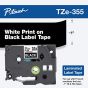 Brother Genuine P-Touch Label Tape, White On Black - Tze-355