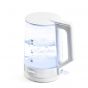 Tank Glass Electric Kettle, 1.7 Liters, 1850 Watt, Transparent and White - KG-2318