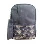 Gharibo Bags One Hand School Backpack With Pencil Case for Kids, Beehives Pattern - Grey