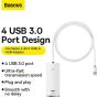 Baseus Lite Series 4-Port USB-A HUB Adapter (USB-A to USB 3.0 * 4) 1m White