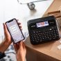 طابعة ملصقات مكتبية براذر، قابلة للتوصيل بالكمبيوتر، اسود - PT-D610BT
