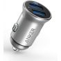 Anker PowerDrive 2 Alloy Car Charger, 2 Ports, 24W, Silver Black - A2727H41