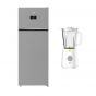 Beko No Frost Top Freezer Refrigerator, 406 Liters, Silver - RDNE455M20XBIDEG, with Blender, 1.5 Liters, 600 Watt - TBN 62608 W