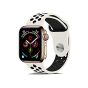 Perfii Silicone Replacement Strap for Apple Smart Watch, 42-44mm, Platinum and Black - ABD156