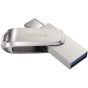 فلاش درايف USB فئة C سانديسك الترا دوال درايف لوكس، سعة 512 جيجا، فضي - SDDDC4-512G-G46