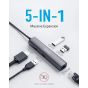 موزع USB فئة C انكر، 5 منافذ، رمادي غامق - ‎A8338