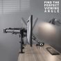Vivo Dual Arm Holder for 13 to 27 Inch Monitors, with Laptop Holder, Black - STAND-V013L