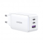 Ugreen Nexode Wall Charger, 65 Watt, 3 USB Ports, White - CD244