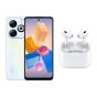 Infinix Smart 8, 64GB, 2GB RAM, 4G LTE, Dual SIM - Galaxy White with Ridingtone AirPods Pro 2nd Gen Earbuds, Noise Cancellation - White