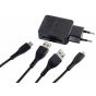 Energizer Lifetime Wall Charger With USB-C and Micro USB Cables, 2.4A - Black
