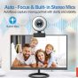 كاميرا ويب FHD بمنفذ USB، بدقة 1080 بكسل -اسود