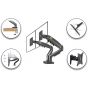 Dual Arm Holder for 17 to 25 Inch Monitors, Black - SH F160