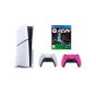 Sony PlayStation 5 Slim Disc Edition, 1TB SSD, with 2 Wireless Controllers, White and Pink  and FC 24- White
