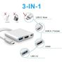 موزع 3 في 1 بمنفذ USB-C، لاجهزة بمنفذ C - فضي