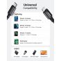 كابل شحن يو جرين USB-C الى لايتنينج، 36 وات، 1.0 متر، فضي - 70523