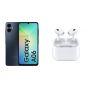 Samsung Galaxy A06, 128GB, 6GB, 4G LTE, Dual SIM- Black with Ridingtone AirPods Pro 2nd Gen In-Ear Earbuds - White