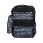 Gharibo Bags School Backpack With Pencil Case For Kids, Arrows Pattern - Black and Grey