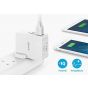 Anker PowerPort 4 Lite Wall Charger, 4 Ports, 27W, White - A2042L21
