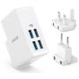 Anker PowerPort 4 Lite Wall Charger, 4 Ports, 27W, White - A2042L21
