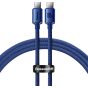 كابل شحن ونقل بيانات USB فئة C باسيوس كريستال شاين سيريز، طوله 1.2 متر، ازرق - CAJY000603