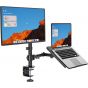Single Arm Holder for 27 Inch Monitors, with Laptop Tray Up to 17 Inch, Black - M001LP