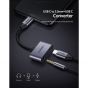 محول USB-C الى منفذ 3.5 مم ومنفذ شحن USB-C يوجرين، رمادي