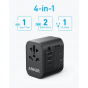 Anker 312 Wall Charger, 30 Watt, 3 USB Ports and AC Outlet, Black - A9212k11