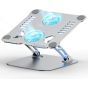 Laptop Adjustable Aluminium Stand with Fan For 10-17 Inches Laptops - Silver