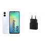 Samsung Galaxy A06, 64GB, 4GB, 4G LTE, Dual SIM- Light Blue with Samsung USB-C Wall Charger, 25 Watt, Black - EP-T2510NBEGWW
