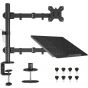 Bontec Single Arm Holder for 13 to 27 Inch Monitors, with Laptop Tray up to 17 inch, Black - MDM001B-LT-MN