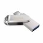 فلاش درايف USB فئة C وA سانديسك الترا دوال درايف لوكس، سعة 256 جيجا، فضي - SDDDC4-256G-G46