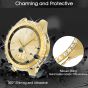 Dl3 Mobilak Bumper Diamond Case Compatible with Samsung Galaxy Watch 46mm, Gear S3 Frontier Case (NOT fit for -R770), Bling Crystal Diamonds PC Plastic Protector Case Cover Frame (Gold)