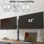 Aluminum Dual Arm Holder for 13 to 32 Inch Monitors - Black
