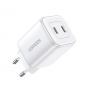 Ugreen Nexode Wall Charger, 45 Watt, 2 USB-C Ports, White - CD294