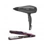 Babyliss Hair Dryer, 2000 Watt, 3 Temperatures, Black - 5910E, with iPro 230 Steam Titanium Ceramic Hair Straightener Set- ST396ALE