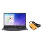 لاب توب اسوس E510MA، هارد SSD انتل سيليرون N4500، سعة 256 جيجا، 4 جيجا رام، شاشة بدقة HD مقاس 15.6 بوصة، بمعدل تحديث 60 هرتز، كارت شاشة انتل UHD، ويندوز 11 - اسود ستار، مع مشترك كهربائي اي لوك، 3 منافذ، 2500 وات
