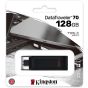 فلاش درايف USB فئة C كينجسون داتا ترافلر، سعة 128 جيجا، اسود - DT70-128GB